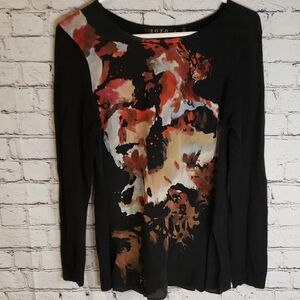 Zara Women's Black and Brown Crew Neck Sweater